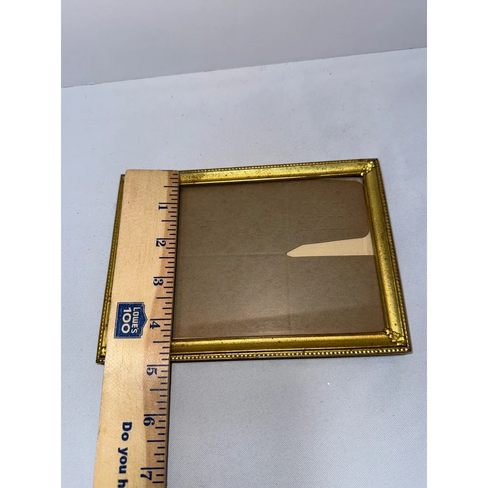 Vintage Gold Tone Beaded Metal Picture Frame 5x7 Ornate Regency Style Glass Back